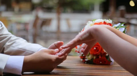 Hands of bride and groom Stock Footage 46553285
