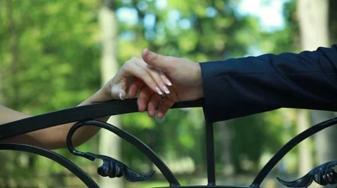 Hands of the bride and groom touch Video stock 54777584