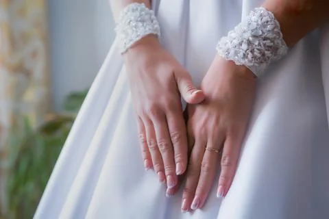 Hands of bride place for text Stock Photos