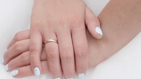 Hands of a bride with a ring 스톡 동영상 81653344