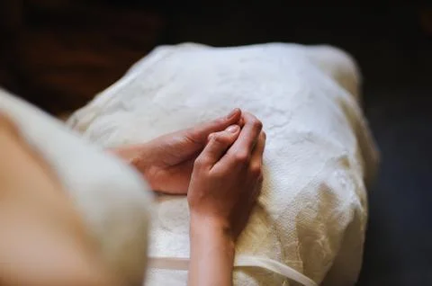 Hands bride stacked together Stock Photos