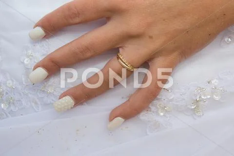 Hands Of Bride , White Nails