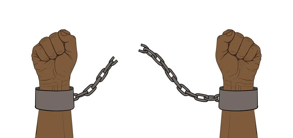 Hands with broken chain Stock Illustration