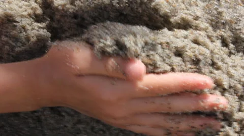 Hands building sand border 10571 Stock Footage 46173608