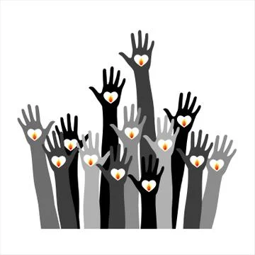 Hands with burning candle. Illustrazione stock