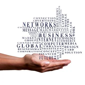 Hands with business words Stock Illustration