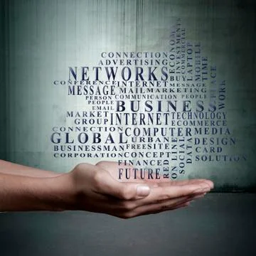 Hands with business words Stock Illustration