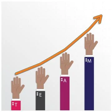 Hands of businessman with graph increase on background Stock Illustration