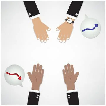Hands of businessman with graph increase on background Stock Illustration