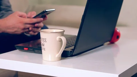 Hands of a businessman texting a message Video stock 111296755