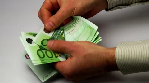 Hands calculate banknotes of euro Stock Footage 44356354