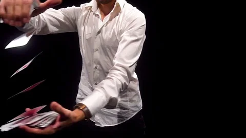 Hands cards bulet time Stock Footage 85137286