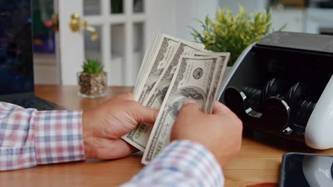 Hands Carefully Count Dollar Bills Table As Symbol Illegal Business Dark Capital Stock Footage 315355709