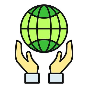 Hands caring for green planet earth icon Stock Illustration