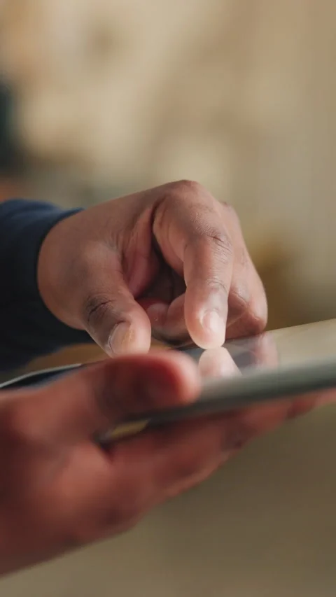 Hands, carpenter and man with tablet in workshop for inspection, planning or Stock Footage 343811995