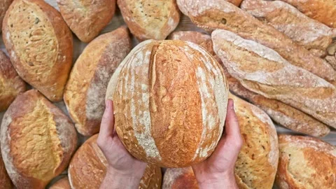 Hands carry bread in the shot Stock Footage 155521594