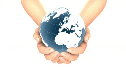 HANDS CARRY SYMBOLIC EARTH loop Stock Footage