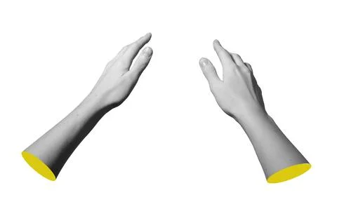Hands catching and extending forward with open spread fingers and smooth wr.. Stock Photos