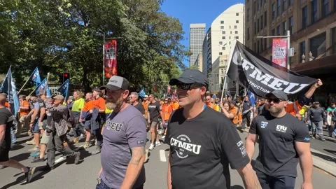 Hands off the CFMEU rally Video stock 284899666