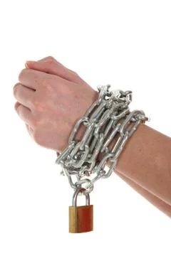 Hands, Chain and Lock Stock Photos