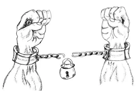 Hands in Chains Sketch Иллюстрация