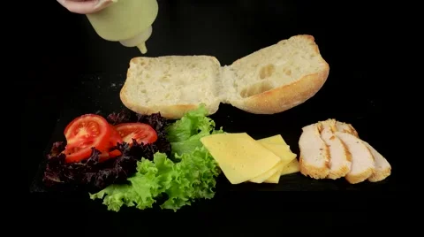 Hands of chef making the sandwich (panini) Stock Footage 63545428