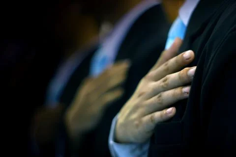 Hands on chest Stock Photos