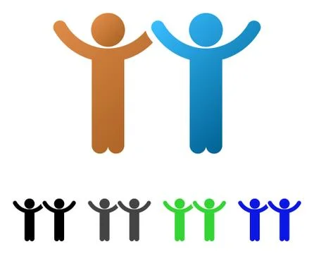 Hands Up Children Flat Gradient Icon Stock Illustration