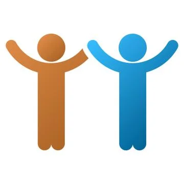 Hands Up Children Gradient Vector Icon Stock Illustration