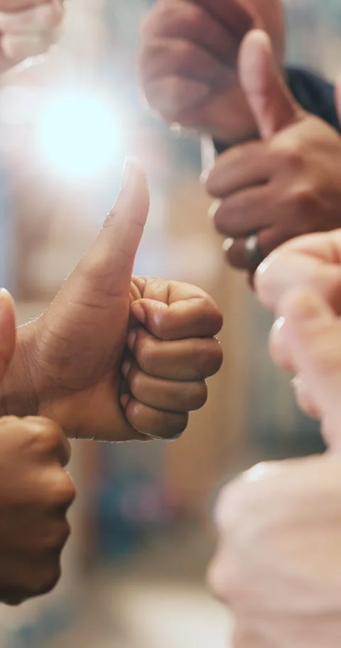 Hands, circle and thumbs up at warehouse for logistics with teamwork, gesture or Stock Footage 327778727