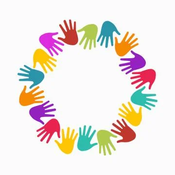 Hands in circle. Concept of group of children, people and union Stock Illustration