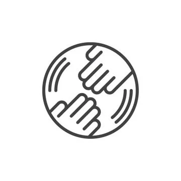 Hands in circle line icon, outline vector sign, linear style pictogram  스톡 일러스트