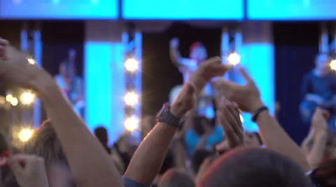 Hands clap at concert Stock Footage 66390726