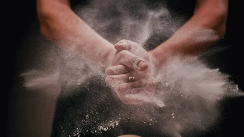 Hands Clapping and Flour Splashing Video stock 254929897