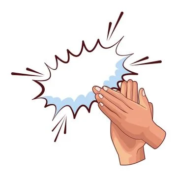 Hands clapping with burst effect icon, colorful design Stock Illustration