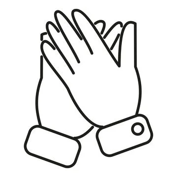 Hands clapping concept line art vector icon Stock Illustration
