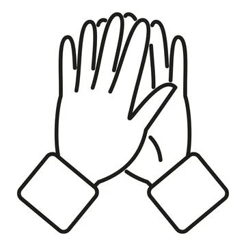Hands clapping gesture line art drawing icon Illustrazione stock