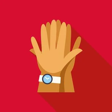 Hands clapping time with watch on wrist Stock Illustration