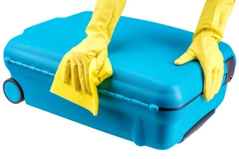 Hands clean suitcase Stock Photos