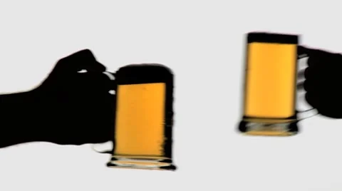 Hands clinking beer glasses Stock Footage 8574895