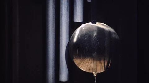 Hands of Clock Pendulum Swings Wall Big Hand Little Hand Vintage Old Film Movie Stock Footage 106540797