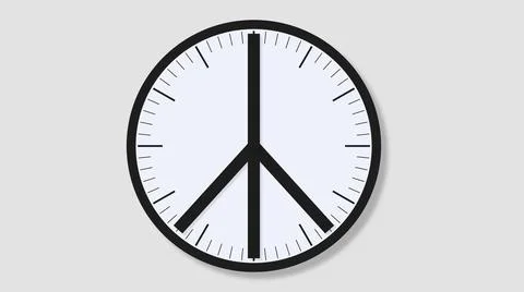 The hands of the clock in the shape of a peace sign Illustrazione stock
