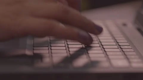 Hands close shot typing laptop keyboard in the office Stock Footage 236372087