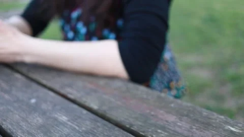 Hands close-up with smartphone, blurring, dolly-in, melancholy Stock Footage 236803447