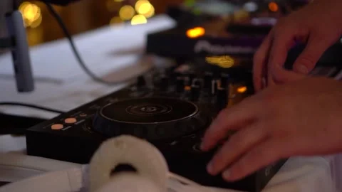 Hands close-up on a wedding DJ Stock Footage 232764360