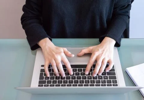 Hands Close up.work from Home. Stock Photos