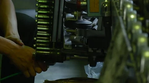 Hands Closeup, Worker's Hands, Worker at the Machine, Running the Machine Stock Footage 53010428