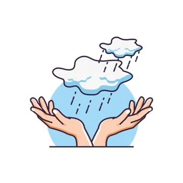 Hands with clouds sky isolated icon Stock Illustration