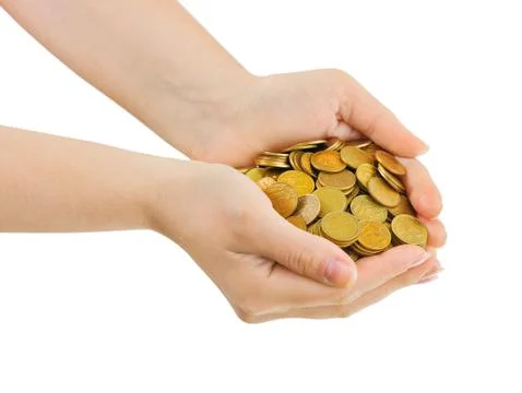 Hands with coins Stock Photos
