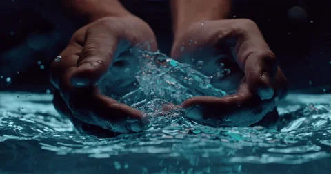 Hands collecting water Stock Footage 202321889